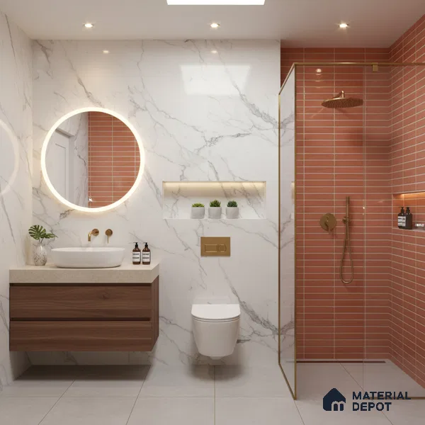 Subway Wall Tile TL 06543 E Mitica Red 2 ft x 1 ft Ceramic Matte Finish - 8 mm | Suitable for Kitchen & Bathroom | Please Expect a Slight Variation of Pattern