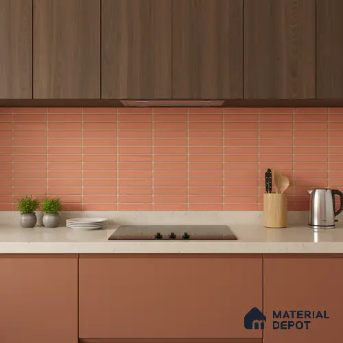 Subway Wall Tile TL 06543 E Mitica Red 2 ft x 1 ft Ceramic Matte Finish - 8 mm | Suitable for Kitchen & Bathroom | Please Expect a Slight Variation of Pattern