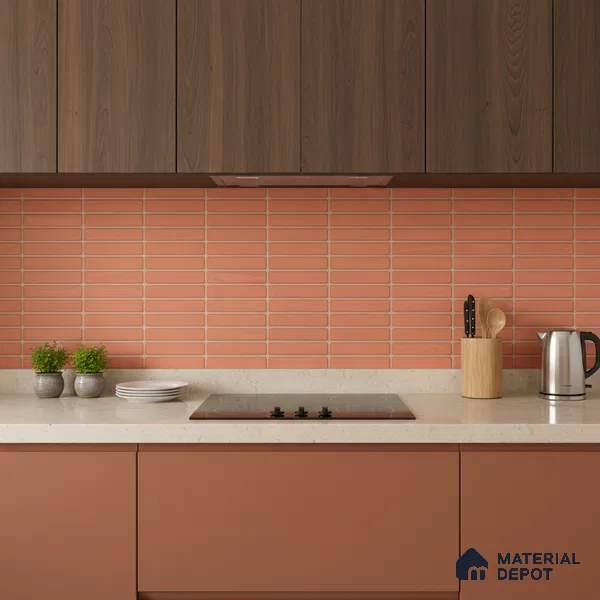 Subway Wall Tile TL 06543 E Mitica Red 2 ft x 1 ft Ceramic Matte Finish - 8 mm | Suitable for Kitchen & Bathroom | Please Expect a Slight Variation of Pattern