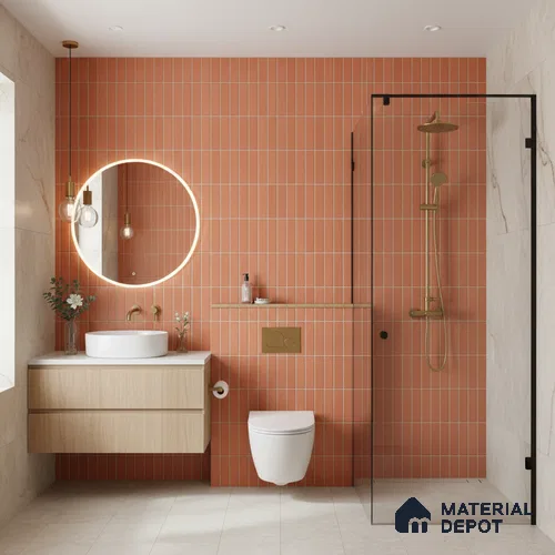 Subway Wall Tile TL 06543 E Mitica Red 2 ft x 1 ft Ceramic Matte Finish - 8 mm | Suitable for Kitchen & Bathroom | Please Expect a Slight Variation of Pattern