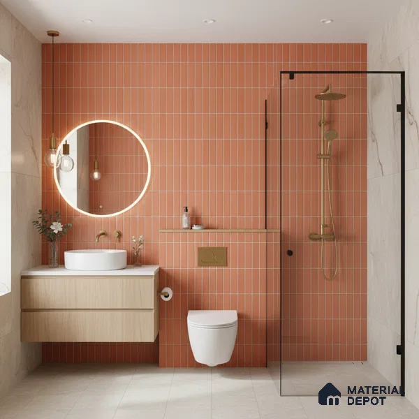 Subway Wall Tile TL 06543 E Mitica Red 2 ft x 1 ft Ceramic Matte Finish - 8 mm | Suitable for Kitchen & Bathroom | Please Expect a Slight Variation of Pattern