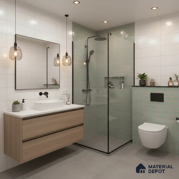 Subway Wall Tile TL 06543 Mitica Green 2 ft x 1 ft Ceramic Matte Finish - 8 mm | Suitable for Kitchen & Bathroom | Please Expect a Slight Variation of Pattern