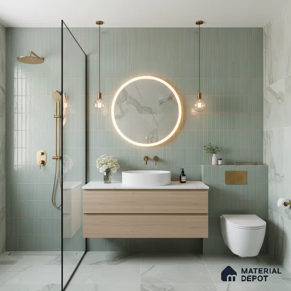 Subway Wall Tile TL 06543 Mitica Green 2 ft x 1 ft Ceramic Matte Finish - 8 mm | Suitable for Kitchen & Bathroom | Please Expect a Slight Variation of Pattern
