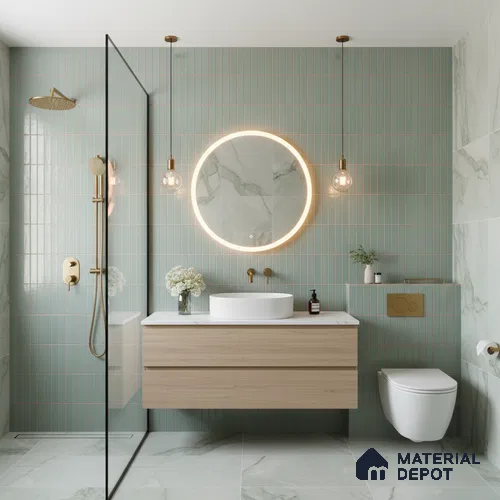 Subway Wall Tile TL 06543 Mitica Green 2 ft x 1 ft Ceramic Matte Finish - 8 mm | Suitable for Kitchen & Bathroom | Please Expect a Slight Variation of Pattern
