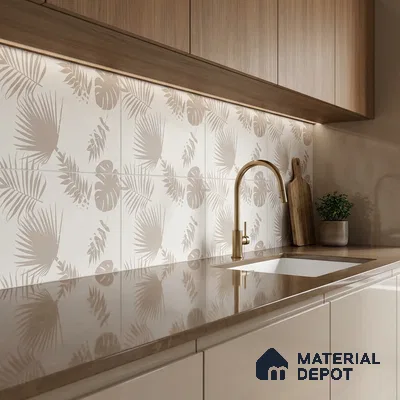 Floral Wall Tile TL 06546 B RL Cratic Grey Decor 2 ft x 1 ft Ceramic Matte Finish - 8 mm | Suitable for Living Room, Kitchen & Bathroom | Please Expect a Slight Variation of Pattern (Sample)