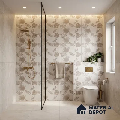 Floral Wall Tile TL 06546 B RL Cratic Grey Decor 2 ft x 1 ft Ceramic Matte Finish - 8 mm | Suitable for Living Room, Kitchen & Bathroom | Please Expect a Slight Variation of Pattern (Sample)