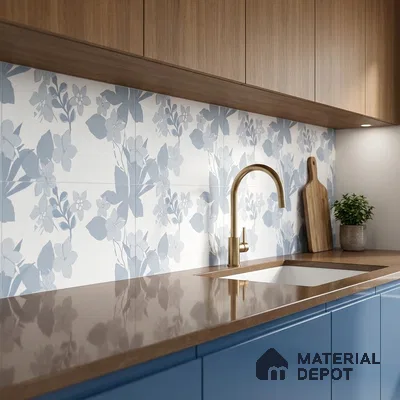 Floral Wall Tile TL 06546 D RL Cratic Aqwa Decor 2 ft x 1 ft Ceramic Matte Finish - 8 mm | Suitable for Living Room, Kitchen & Bathroom | Please Expect a Slight Variation of Pattern (Sample)