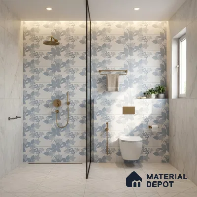 Floral Wall Tile TL 06546 D RL Cratic Aqwa Decor 2 ft x 1 ft Ceramic Matte Finish - 8 mm | Suitable for Living Room, Kitchen & Bathroom | Please Expect a Slight Variation of Pattern (Sample)
