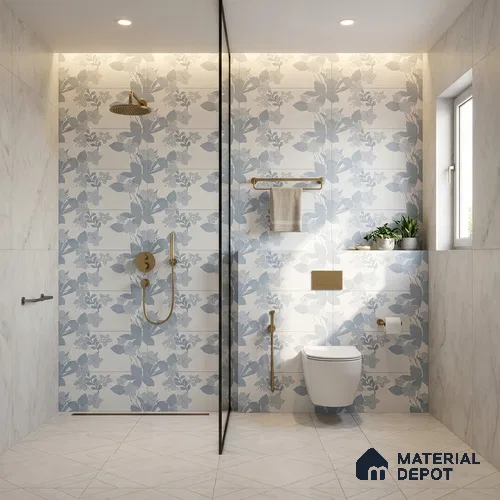 Floral Wall Tile TL 06546 D RL Cratic Aqwa Decor 2 ft x 1 ft Ceramic Matte Finish - 8 mm | Suitable for Living Room, Kitchen & Bathroom | Please Expect a Slight Variation of Pattern