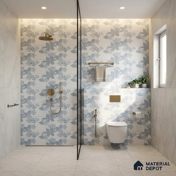 Floral Wall Tile TL 06546 D RL Cratic Aqwa Decor 2 ft x 1 ft Ceramic Matte Finish - 8 mm | Suitable for Living Room, Kitchen & Bathroom | Please Expect a Slight Variation of Pattern (Sample)