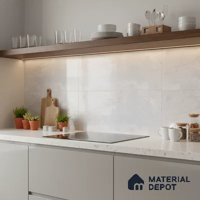 Stone Wall Tile TL 06547 Hoover Silver 2 ft x 1 ft Ceramic Glossy Finish - 8 mm | Suitable for Living Room, Kitchen & Bathroom (Sample)