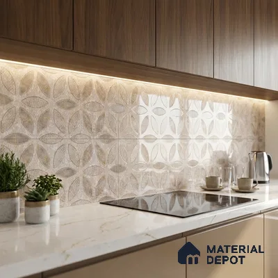 Highlighter Wall Tile TL 06548 Dixon Crema HL 02 - A / B 2 ft x 1 ft Ceramic Glossy Finish - 8 mm | Suitable for Living Room, Kitchen & Bathroom (Sample)