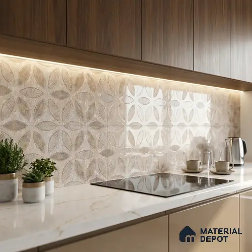 Highlighter Wall Tile TL 06548 Dixon Crema HL 02 - A / B 2 ft x 1 ft Ceramic Glossy Finish - 8 mm | Suitable for Living Room, Kitchen & Bathroom