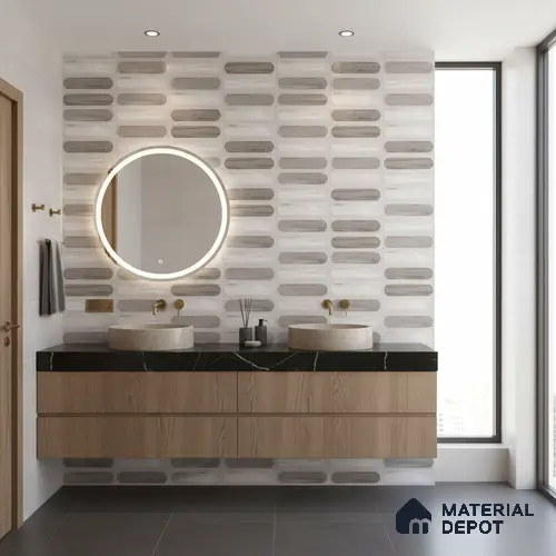 Highlighter Wall Tile TL 06550 G Rostock Blanco HL 2 ft x 1 ft Ceramic Glue Matte Finish - 8 mm | Suitable for Kitchen & Bathroom