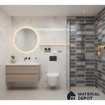 Highlighter Wall Tile TL 06551 G Rostock Grey HL 2 ft x 1 ft Ceramic Glossy Finish - 8 mm | Suitable for Living Room, Kitchen & Bathroom (Sample)
