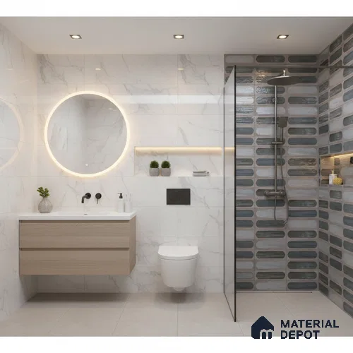 Highlighter Wall Tile TL 06551 G Rostock Grey HL 2 ft x 1 ft Ceramic Glossy Finish - 8 mm | Suitable for Living Room, Kitchen & Bathroom