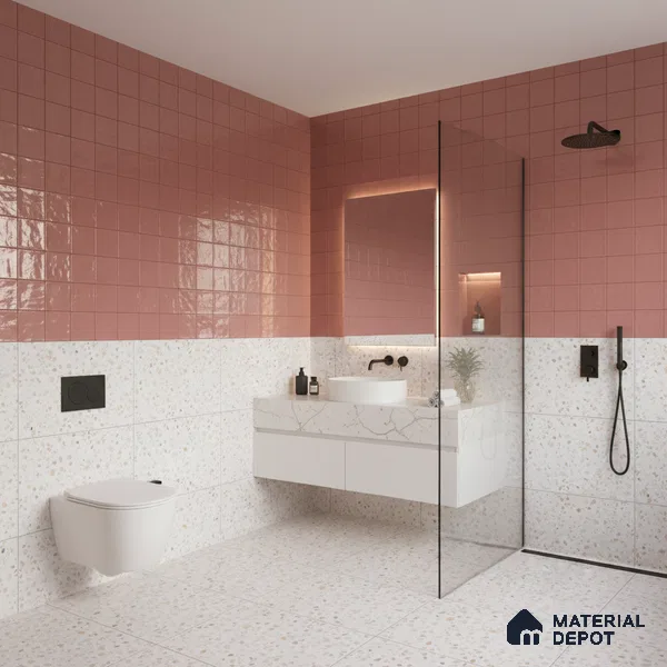 Highlighter Wall Tile TL 06553 B Dove Pink 2 ft x 1 ft Ceramic Glossy Finish - 8 mm | Suitable for Living Room, Kitchen & Bathroom (Sample)