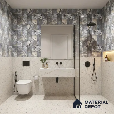 Floral Wall Tile TL 06553 C Dove Marine HL02 2 ft x 1 ft Ceramic Glossy Finish - 8 mm | Suitable for Living Room, Kitchen & Bathroom | Please Expect a Slight Variation of Pattern