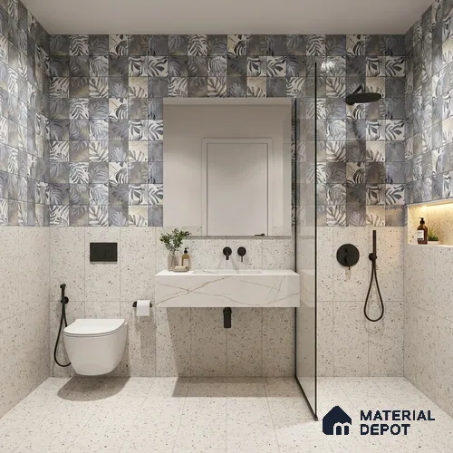 Floral Wall Tile TL 06553 C Dove Marine HL02 2 ft x 1 ft Ceramic Glossy Finish - 8 mm | Suitable for Living Room, Kitchen & Bathroom | Please Expect a Slight Variation of Pattern