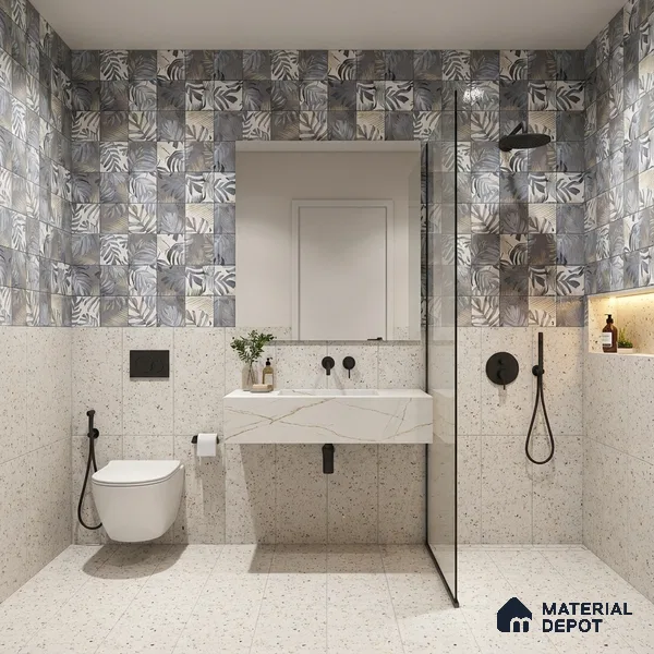 Floral Wall Tile TL 06553 C Dove Marine HL02 2 ft x 1 ft Ceramic Glossy Finish - 8 mm | Suitable for Living Room, Kitchen & Bathroom | Please Expect a Slight Variation of Pattern