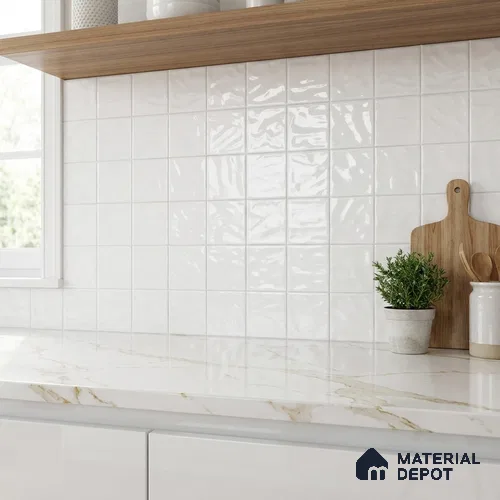 Plain Wall Tile TL 06553 D Dove Super White 2 ft x 1 ft Ceramic Glossy Finish - 8 mm | Suitable for Living Room, Kitchen & Bathroom