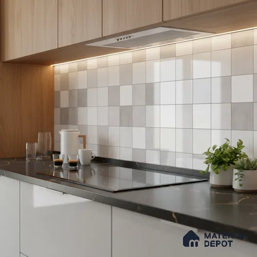 Faux Subway Wall Tile TL 06554 C Dove Pearl Decor 2 ft x 1 ft Ceramic Glossy Finish - 8 mm | Suitable for Living Room, Kitchen & Bathroom