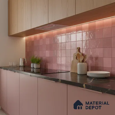 Highlighter Wall Tile TL 06554 F Dove Pink Decor 2 ft x 1 ft Ceramic Glossy Finish - 8 mm | Suitable for Living Room, Kitchen & Bathroom (Sample)