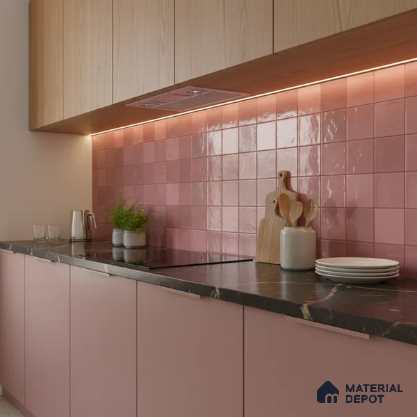 Highlighter Wall Tile TL 06554 F Dove Pink Decor 2 ft x 1 ft Ceramic Glossy Finish - 8 mm | Suitable for Living Room, Kitchen & Bathroom (Sample)