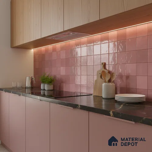 Faux Subway Wall Tile TL 06554 F Dove Pink Decor 2 ft x 1 ft Ceramic Glossy Finish - 8 mm | Suitable for Living Room, Kitchen & Bathroom