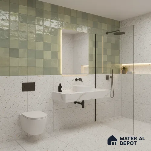 Highlighter Wall Tile TL 06554 Dove Green Decor 2 ft x 1 ft Ceramic Glossy Finish - 8 mm | Suitable for Living Room, Kitchen & Bathroom