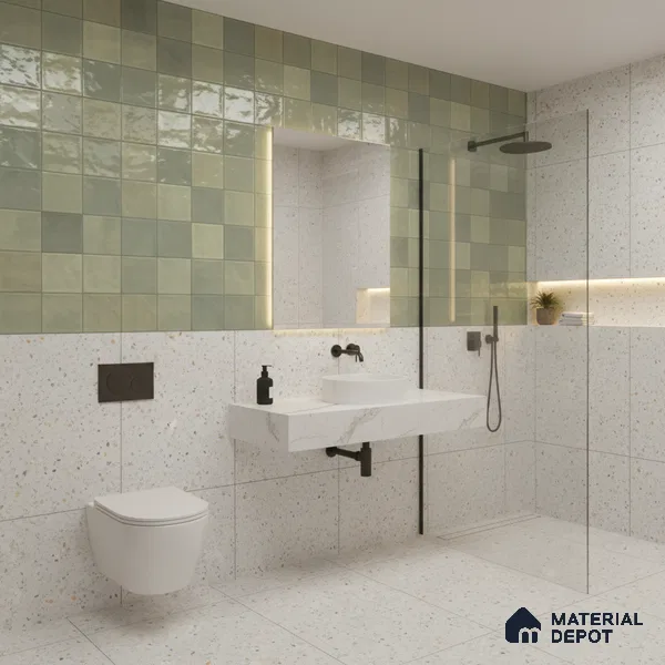 Highlighter Wall Tile TL 06554 Dove Green Decor 2 ft x 1 ft Ceramic Glossy Finish - 8 mm | Suitable for Living Room, Kitchen & Bathroom (Sample)