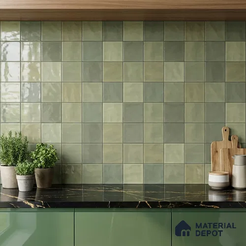 Highlighter Wall Tile TL 06554 Dove Green Decor 2 ft x 1 ft Ceramic Glossy Finish - 8 mm | Suitable for Living Room, Kitchen & Bathroom
