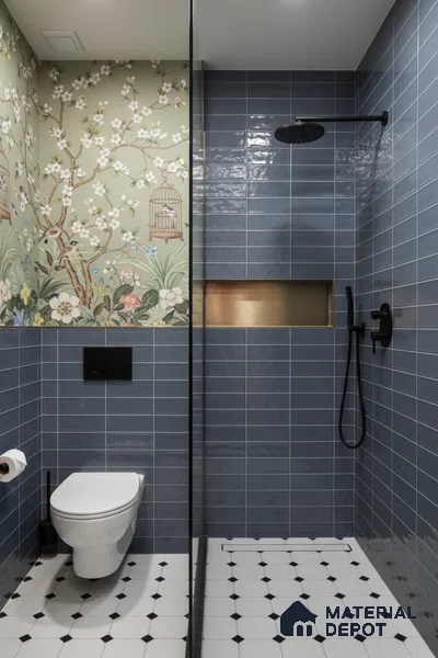 Subway Wall Tile TL 06555 B Messi Blue 2 ft x 1 ft Ceramic Glossy Finish - 8 mm | Suitable for Kitchen & Bathroom | Please Expect a Slight Variation of Pattern (Sample)