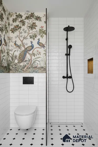 Subway Wall Tile TL 06555 C Messi Grey Line 2 ft x 1 ft Ceramic Glossy Finish - 8 mm | Suitable for Kitchen & Bathroom | Please Expect a Slight Variation of Pattern (Sample)