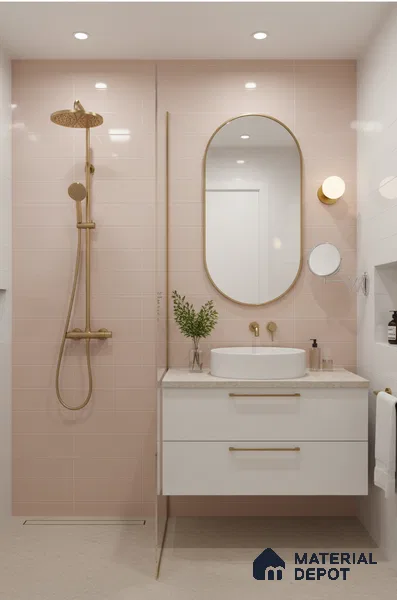 Subway Wall Tile TL 06555 F Messi Pink 2 ft x 1 ft Ceramic Glossy Finish - 8 mm | Suitable for Kitchen & Bathroom | Please Expect a Slight Variation of Pattern (Sample)