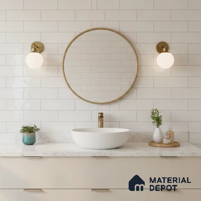 Faux Subway Wall Tile TL 06556 E Cluster White 2 ft x 1 ft Ceramic Glossy Finish - 8 mm | Suitable for Kitchen, Bathroom & Balcony Walls | Please Expect a Slight Variation of Pattern (Sample)