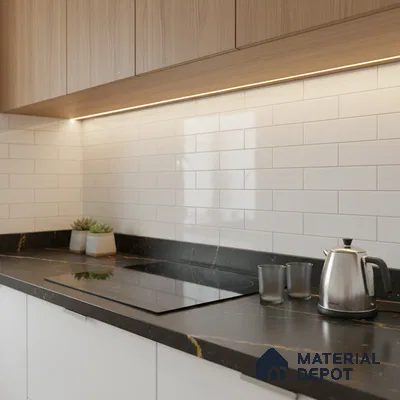 Faux Subway Wall Tile TL 06556 E Cluster White 2 ft x 1 ft Ceramic Glossy Finish - 8 mm | Suitable for Kitchen, Bathroom & Balcony Walls | Please Expect a Slight Variation of Pattern (Sample)