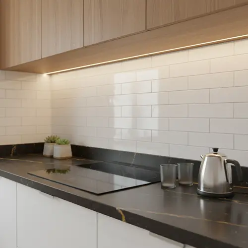 Faux Subway Wall Tile TL 06556 E Cluster White 2 ft x 1 ft Ceramic Glossy Finish - 8 mm | Suitable for Kitchen, Bathroom & Balcony Walls | Please Expect a Slight Variation of Pattern