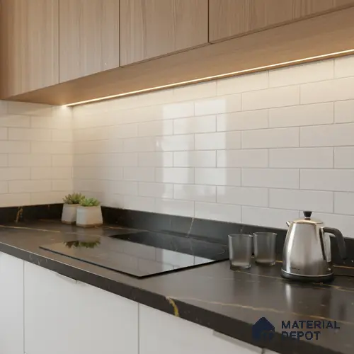 Faux Subway Wall Tile TL 06556 E Cluster White 2 ft x 1 ft Ceramic Glossy Finish - 8 mm | Suitable for Kitchen, Bathroom & Balcony Walls | Please Expect a Slight Variation of Pattern