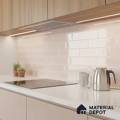 Faux Subway Wall Tile TL 06556 Cluster Pink 2 ft x 1 ft Ceramic Glossy Finish - 8 mm | Suitable for Kitchen, Bathroom, Dining Area | Please Expect a Slight Variation of Pattern