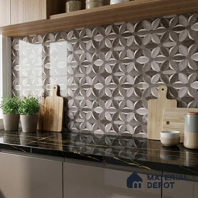Highlighter Wall Tile TL 06557 Etania Nero HL 2 ft x 1 ft Ceramic Glossy Finish - 8 mm | Suitable for Living Room, Kitchen & Bathroom (Sample)