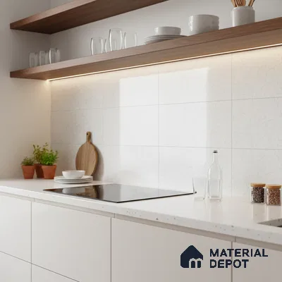 Marble Wall Tile TL 06559 B L Limon White 2 ft x 1 ft Ceramic Glossy Finish - 8 mm | Suitable for Living Room, Kitchen & Bathroom