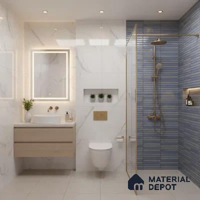 Subway Wall Tile TL 06560 Sarkel Blue 2 ft x 1 ft Ceramic Glossy Finish - 8 mm | Suitable for Kitchen & Bathroom | Please Expect a Slight Variation of Pattern