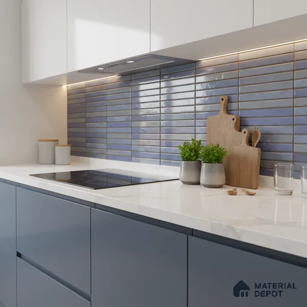Subway Wall Tile TL 06560 Sarkel Blue 2 ft x 1 ft Ceramic Glossy Finish - 8 mm | Suitable for Kitchen & Bathroom | Please Expect a Slight Variation of Pattern
