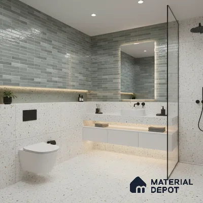 Stacked Stone Wall Tile TL 06562 B Bangkok Emerald 2 ft x 1 ft Ceramic Glossy Finish - 8 mm | Suitable for Living Room, Kitchen & Bathroom (Sample)