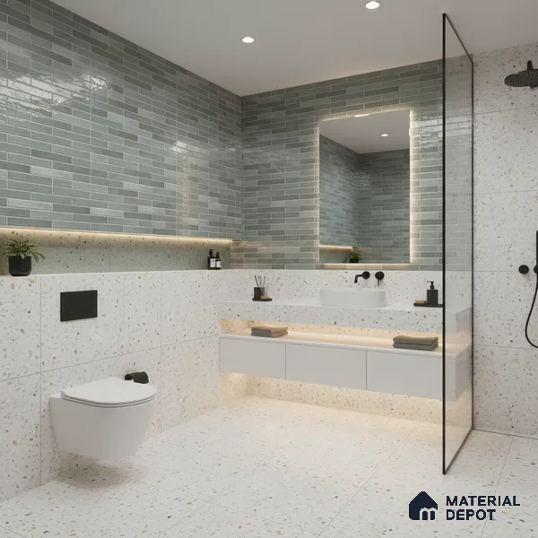 Stacked Stone Wall Tile TL 06562 B Bangkok Emerald 2 ft x 1 ft Ceramic Glossy Finish - 8 mm | Suitable for Living Room, Kitchen & Bathroom (Sample)
