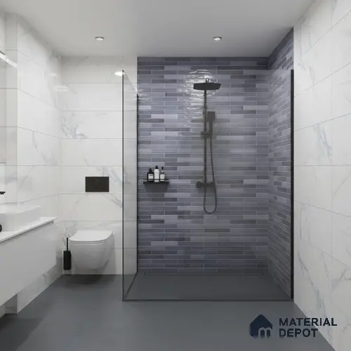 Stacked Stone Wall Tile TL 06562 C Bangkok Marine 2 ft x 1 ft Ceramic Glossy Finish - 8 mm | Suitable for Living Room, Kitchen & Bathroom