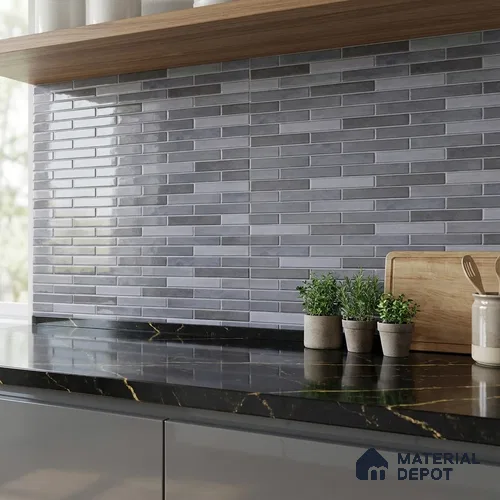 Stacked Stone Wall Tile TL 06562 C Bangkok Marine 2 ft x 1 ft Ceramic Glossy Finish - 8 mm | Suitable for Living Room, Kitchen & Bathroom