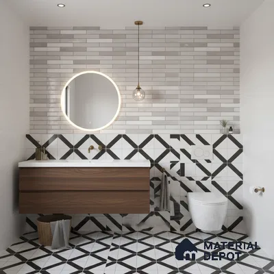 Stacked Stone Wall Tile TL 06562 D Bangkok Pearl 2 ft x 1 ft Ceramic Glossy Finish - 8 mm | Suitable for Living Room, Kitchen & Bathroom (Sample)