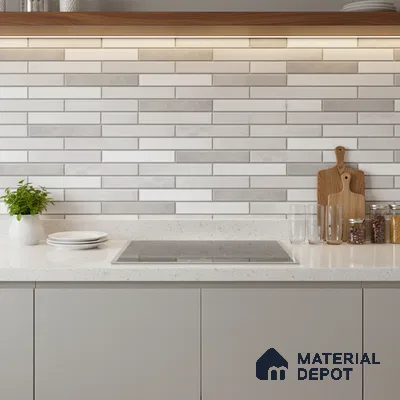 Stacked Stone Wall Tile TL 06562 D Bangkok Pearl 2 ft x 1 ft Ceramic Glossy Finish - 8 mm | Suitable for Living Room, Kitchen & Bathroom (Sample)